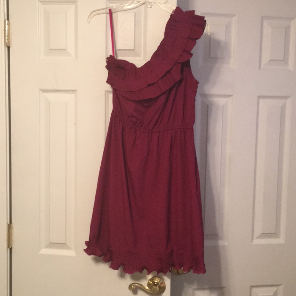 Maroon one shoulder dress